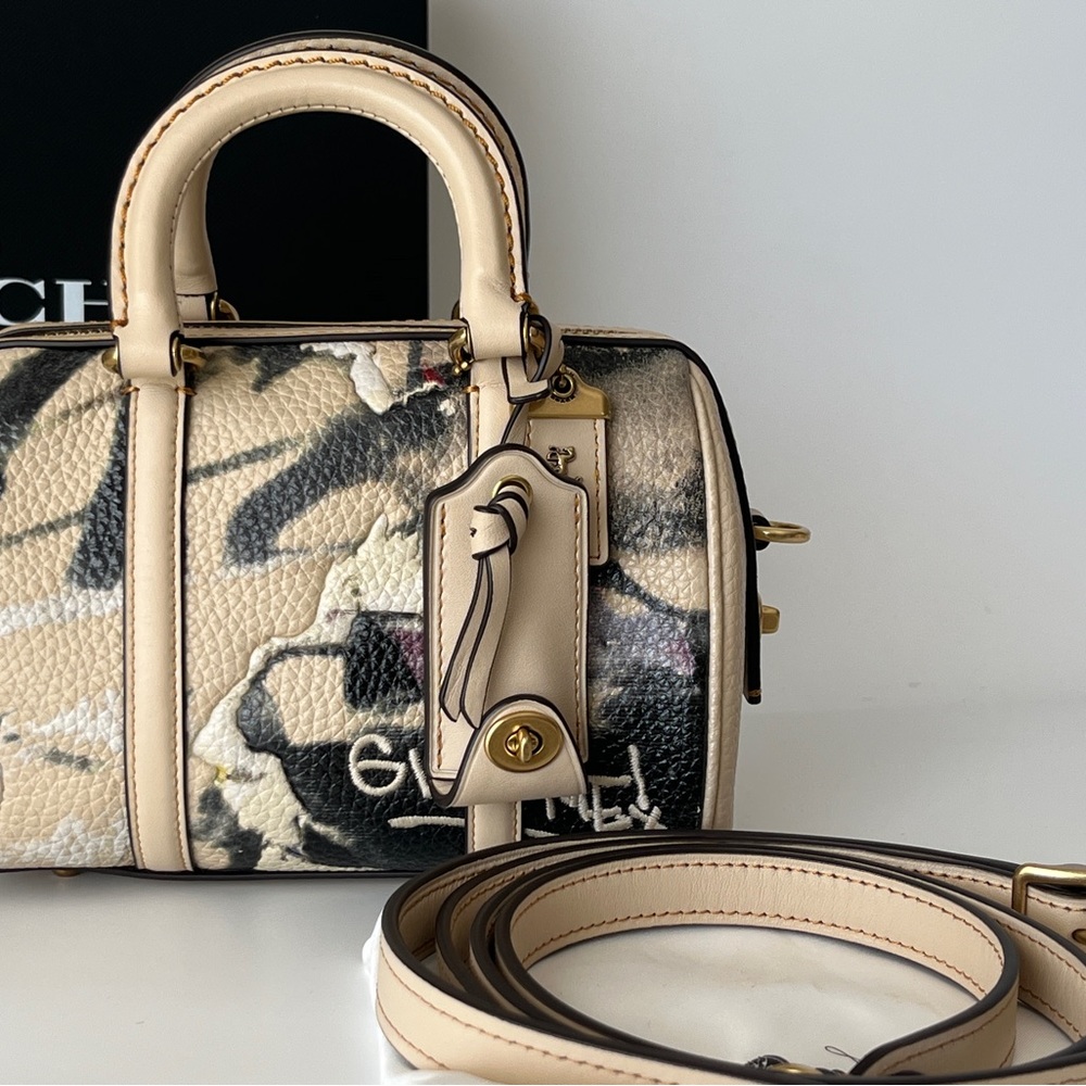 Coach Floral Print Bag - Cream and Black